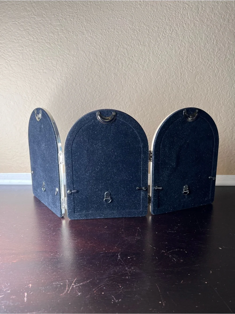 Vintage 1980s Godinger Arch Triptych Photo Frame, Art Deco Revival